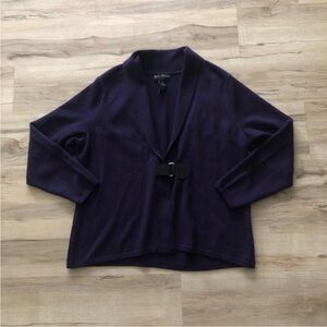 Mercer & Madison 100% Merino Wool Deep Purple Cardigan with Velcro Buckle